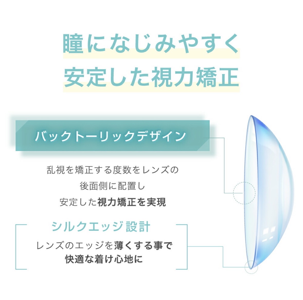 バックトーリックデザインとシルクエッジ設計